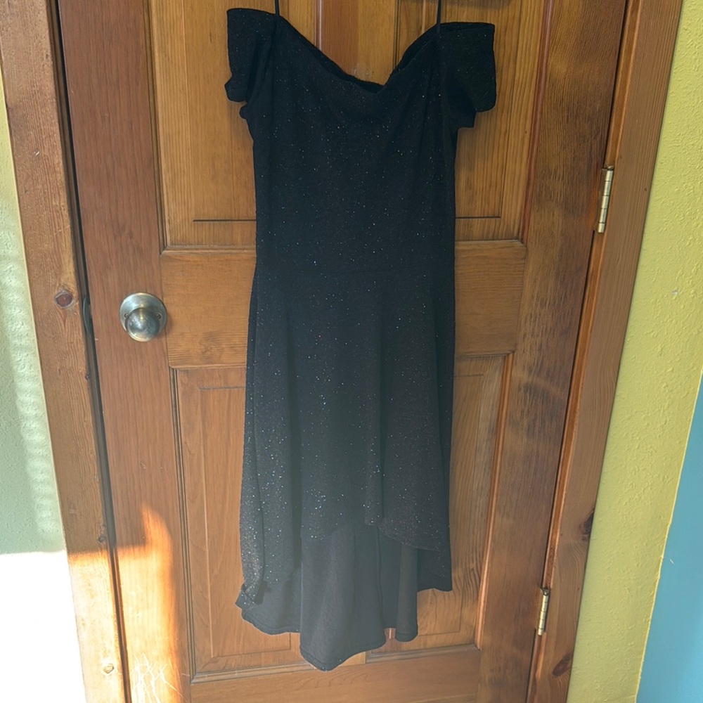 Elegant Black Off-Shoulder Dress Black glitter